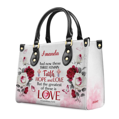 Corinthians 13:13 Inspirational Bag - Personalized Leather Handbag GMJSLB200066
