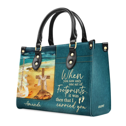 Footprints In The Sand - Personalized Leather Handbag GMJSLB200086