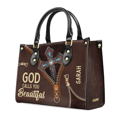 God Calls You Beautiful - Personalized Leather Handbag GMJSLB200100