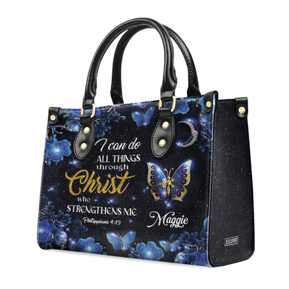 I Can Do All Things Faith Quote - Personalized Leather Handbag GMJSLB200087