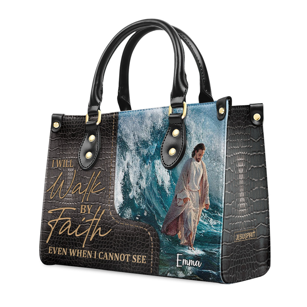 Walk By Faith Even I Cannot See - Personalized Leather Handbag GMJSLB200093