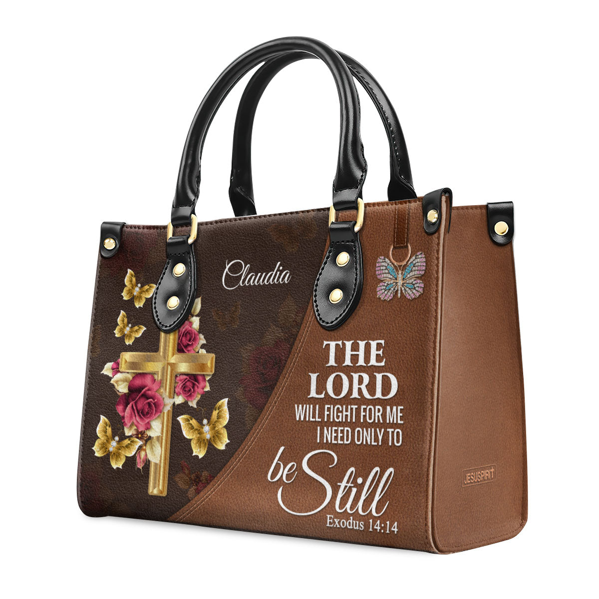 The Lord Will Fight For Me - Personalized Leather Handbag GMJSLB200096