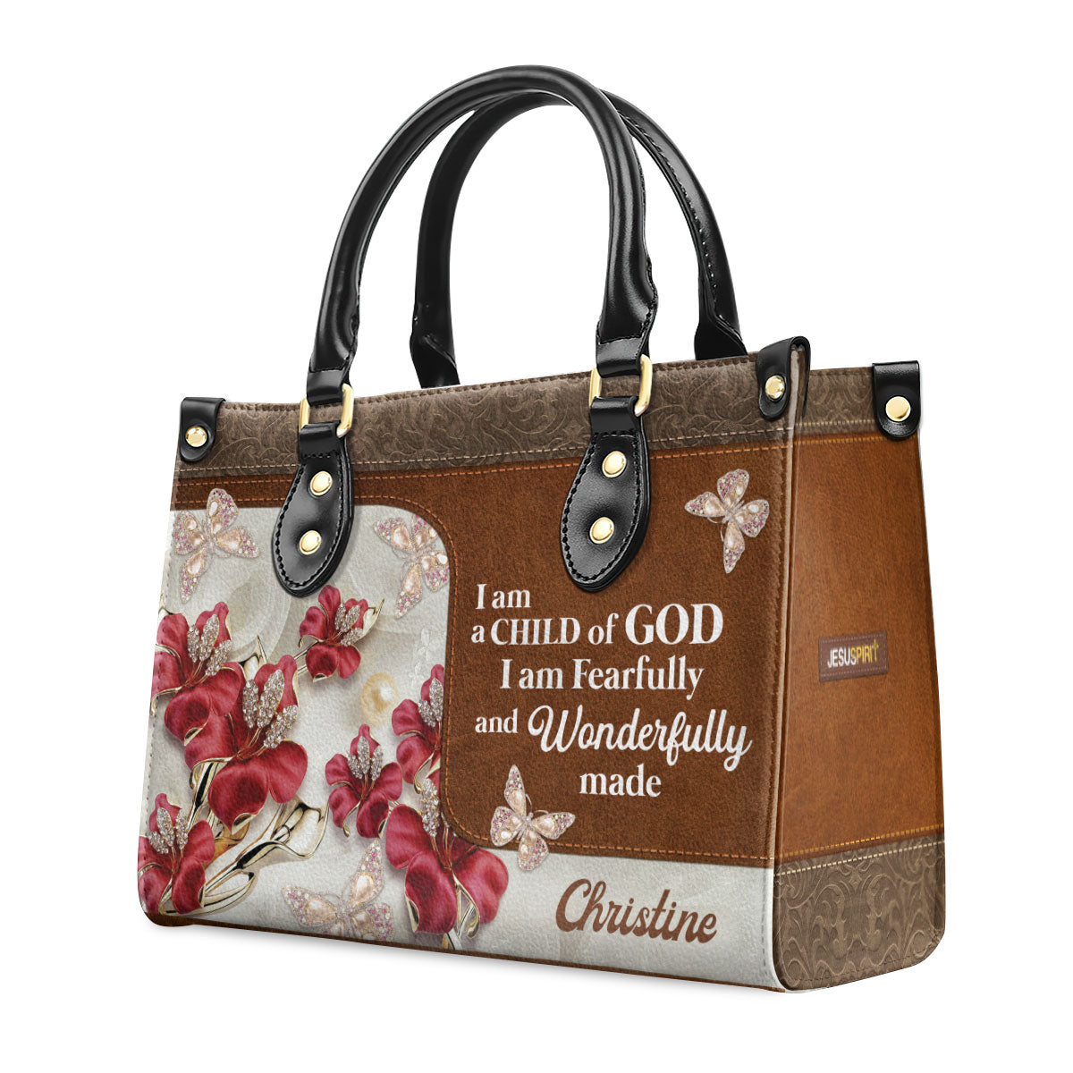 I Am A Child Of God Quote - Personalized Leather Handbag GMJSLB200109