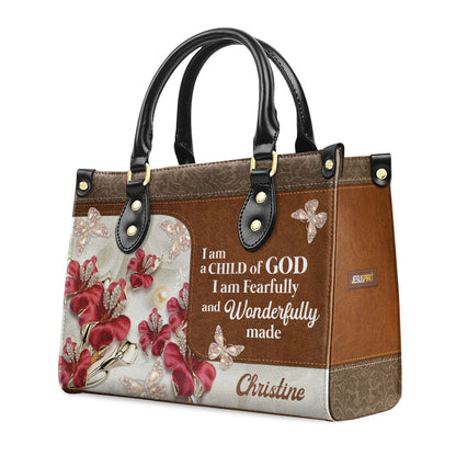 I Am A Child Of God Quote - Personalized Leather Handbag GMJSLB200109