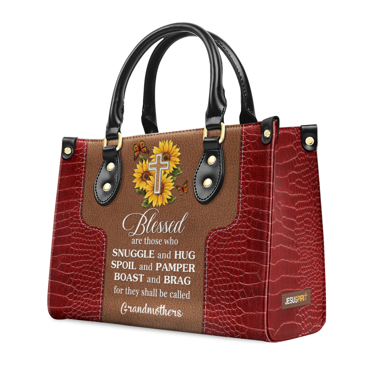 Blessed Are Those Who Spoil And Pamper - Personalized Sunflower Leather Handbag GMJSLB200097