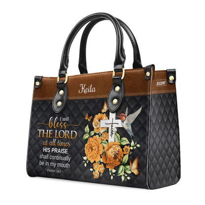 I Will Bless The Lord At All Times - Personalized Leather Handbag GMJSLB200082