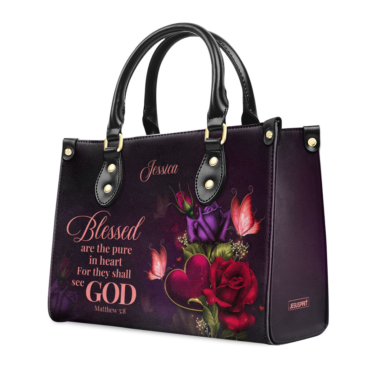 Blessed Are The Pure In Heart - Personalized Leather Handbag GMJSLB200081