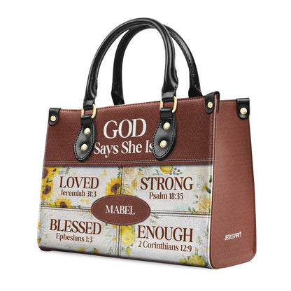God Says She Is - Personalized Leather Handbag - Gift For Her GMJSLB200039
