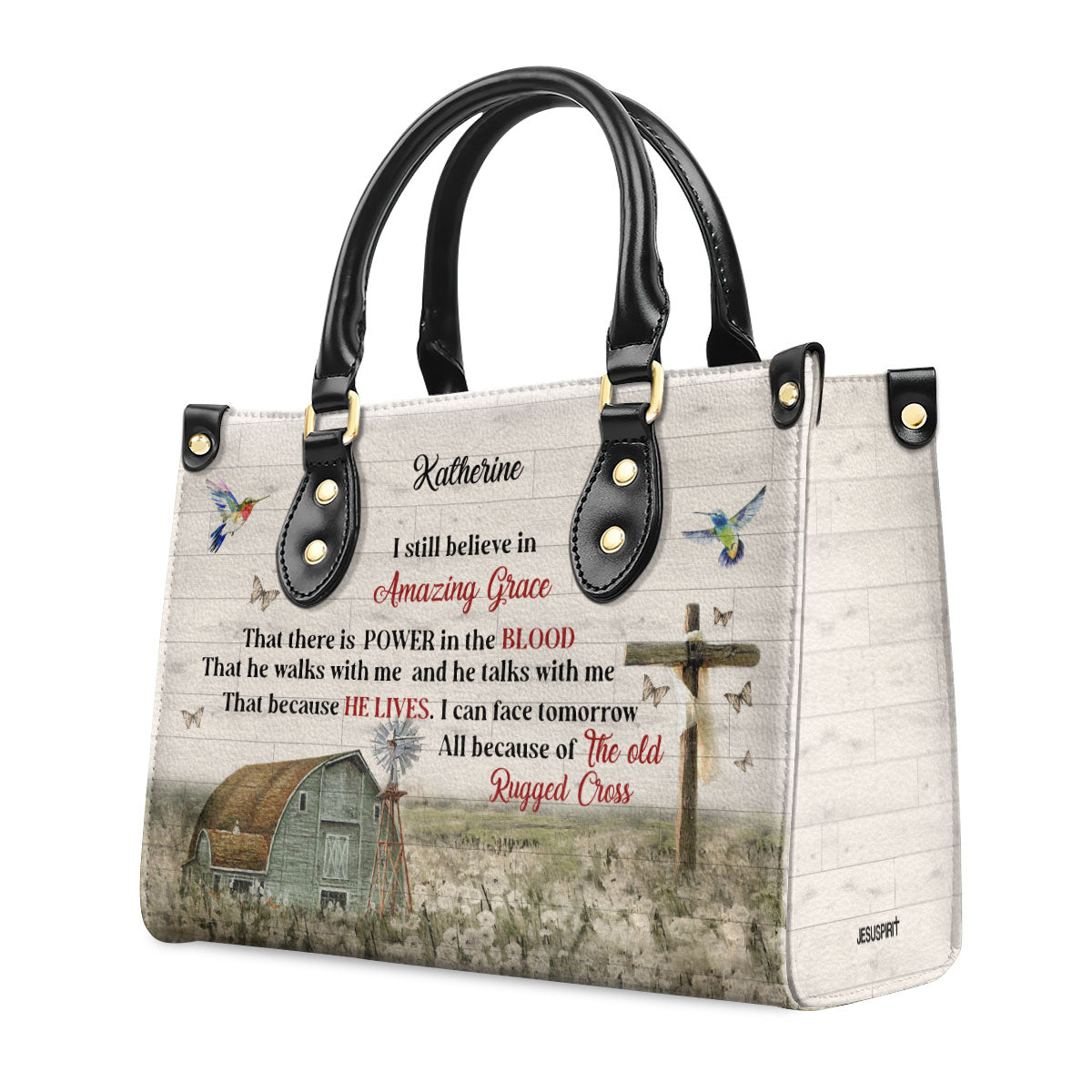 Faith Quote - Personalized Leather Handbag GMJSLB200094