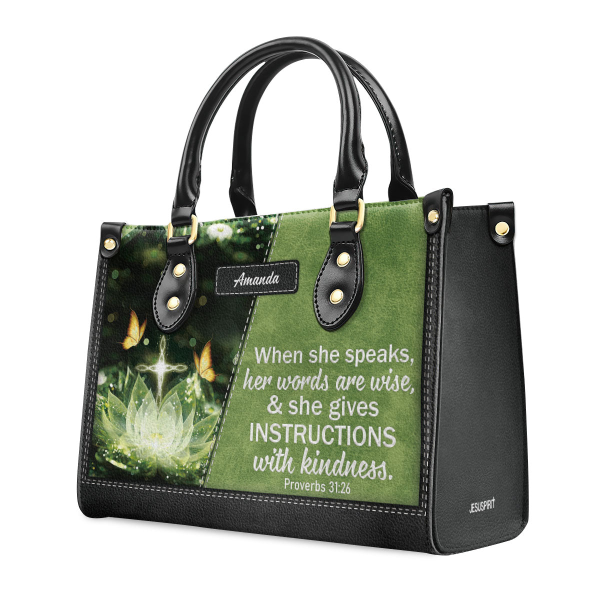When She Speaks, Her Words Are - Personalized Leather Handbag GMJSLB200083