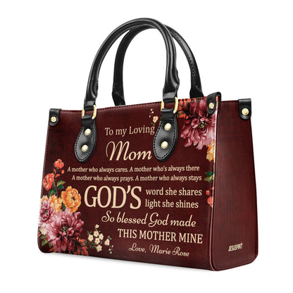To My Loving Mom - Personalized Leather Handbag GMJSLB200092