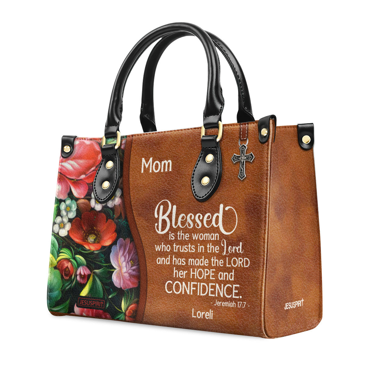 Blessed Is The Woman Who Trusts In The Lord - Personalized Leather Handbag GMJSLB200090