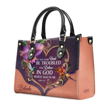 Let Not Your Heart Be Troubled - Personalized Leather Handbag GMJSLB200087
