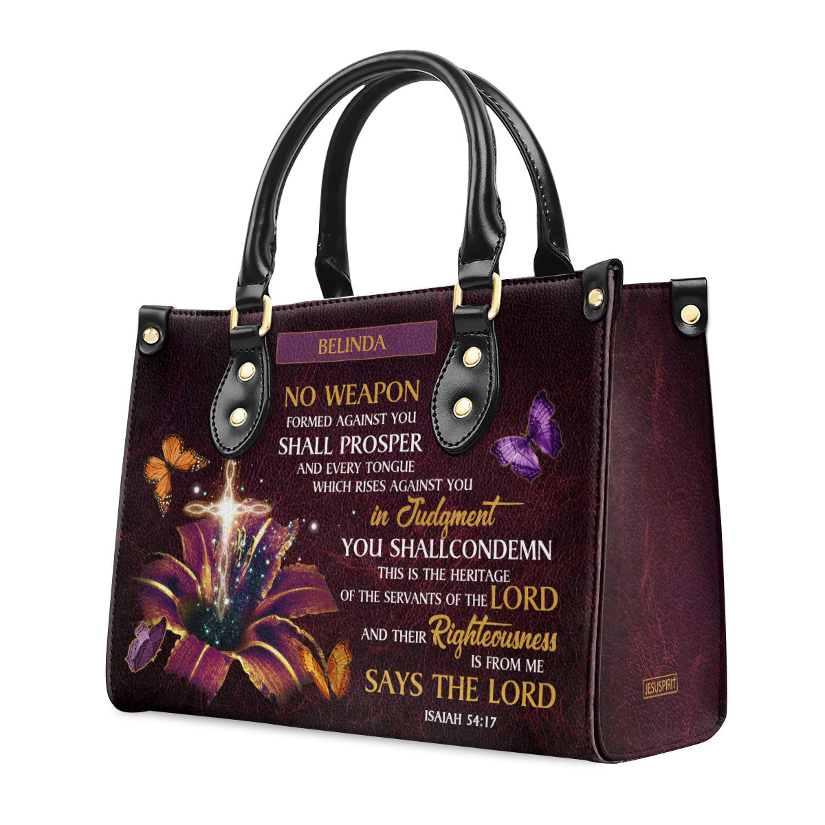 No Weapon Shall Prosper - Personalized Leather Handbag GMJSLB200080