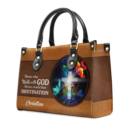Walk With God - Personalized Leather Cross Handbag GMJSLB200092