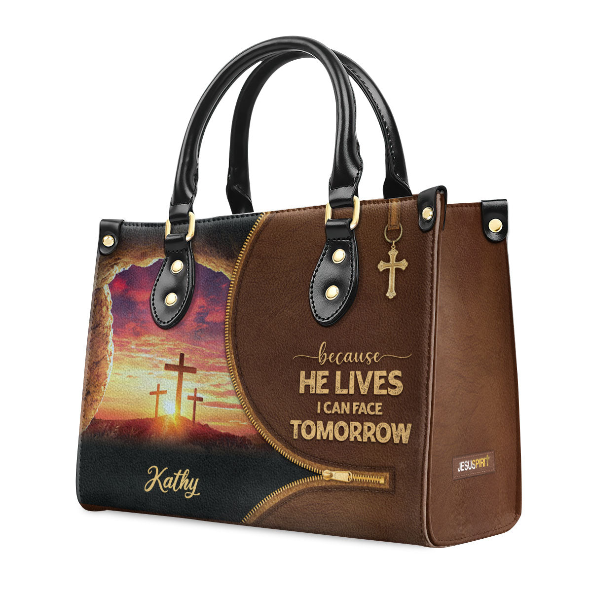 Because He Lives - Personalized Leather Handbag for Women GMJSLB200091