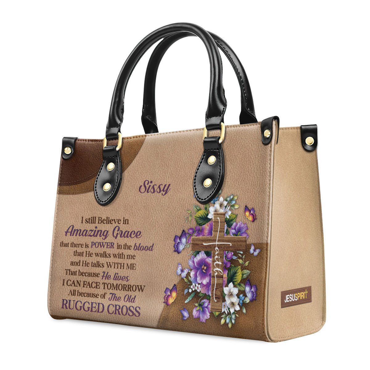 Faith-Inspired - Personalized Floral Leather Handbag GMJSLB200089