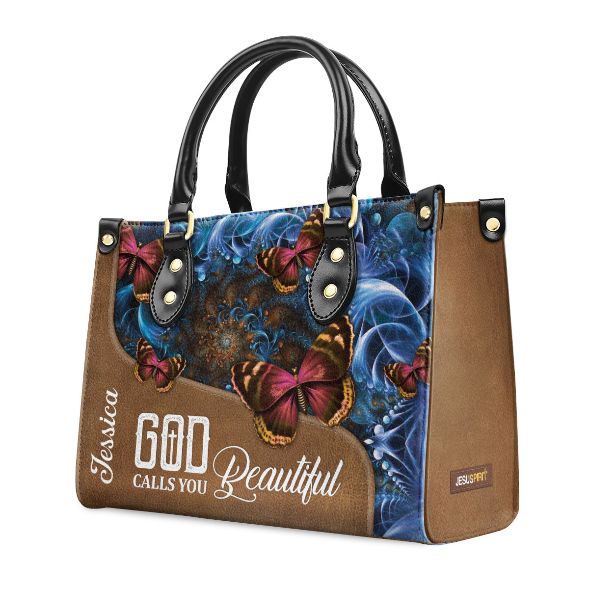 God Calls You Beautiful - Personalized Butterfly Leather Handbag GMJSLB200087