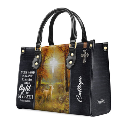 Your Word Is A Lamp To My Feet - Personalized Leather Handbag GMJSLB200107