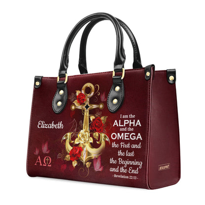 I Am The Alpha And The Omega - Personalized Leather Handbag GMJSLB200118