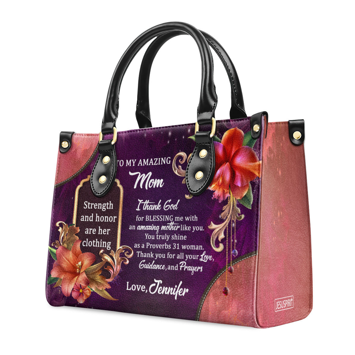 Faith-Inspired Gift for Mom - Personalized Leather Handbag GMJSLB200088