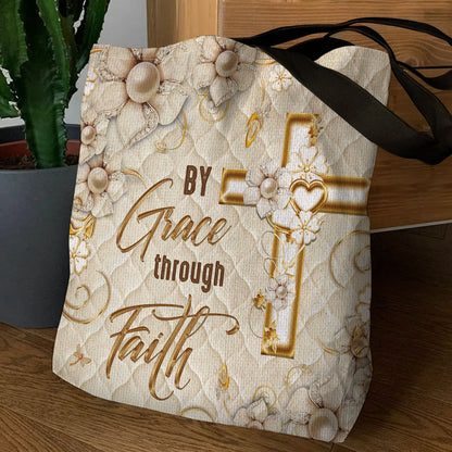 By Grace Through Faith - Inspirational Cross Tote Bag GTTJS10211