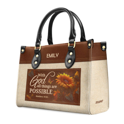 With God All Things Are Possible - Personalized Leather Handbag GMJSLB200010