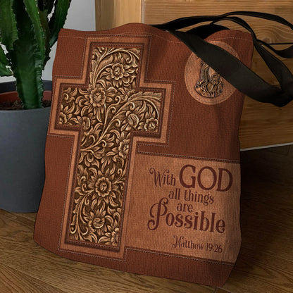 With God All Things Are Possible - Inspirational Tote Bag GTTJS10352