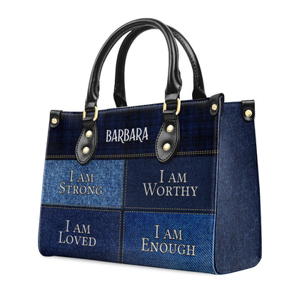 I Am Worthy - Personalized Leather Handbag GMJSLB200043