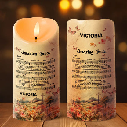 Amazing Grace - Personalized Flameless LED Candle - Gift For Her