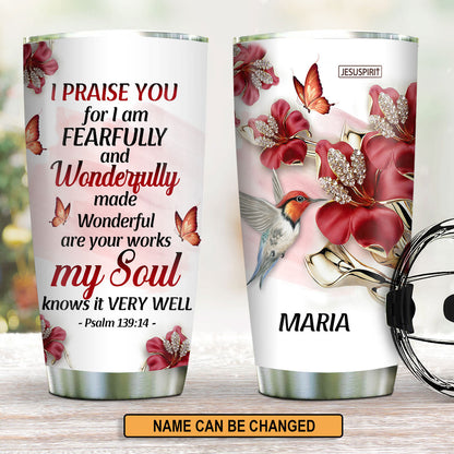 Psalm 139:14 Gift for Her - Personalized Stainless Steel Tumbler