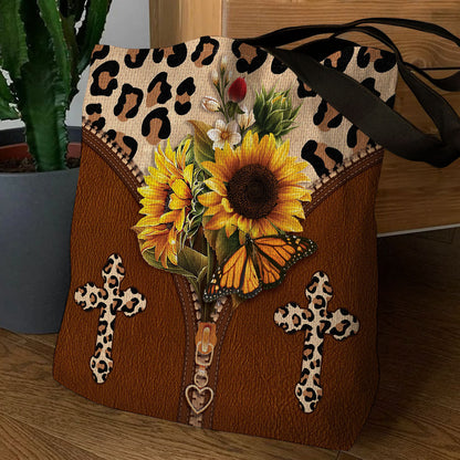 Sunflower Leopard Design - Christian Faith Tote Bag GTTJS10344