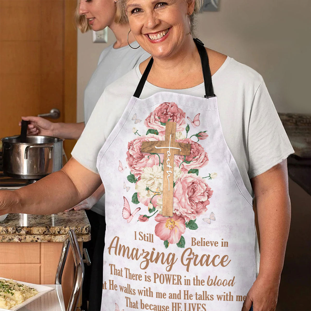 Amazing Grace - Floral Christian Apron for Kitchen