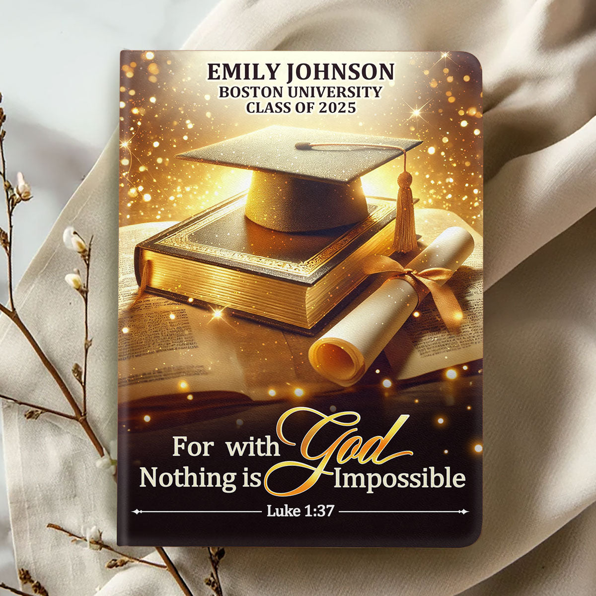 For With God, Nothing Is Impossible - Personalized Leather Notebook GMJSNB200095