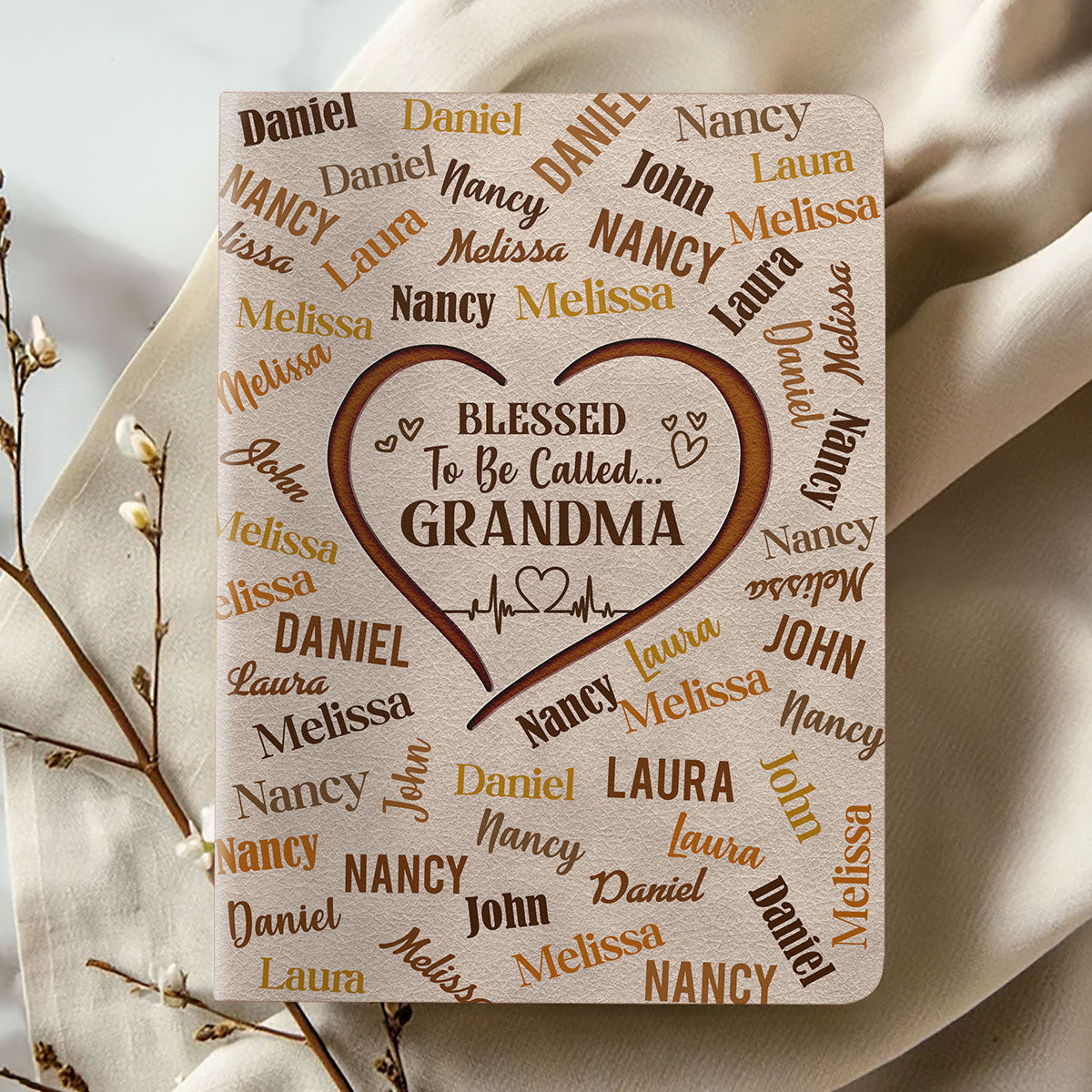 Blessed To Be Called Grandma - Personalized Leather Cover Notebook GMJSNB200113