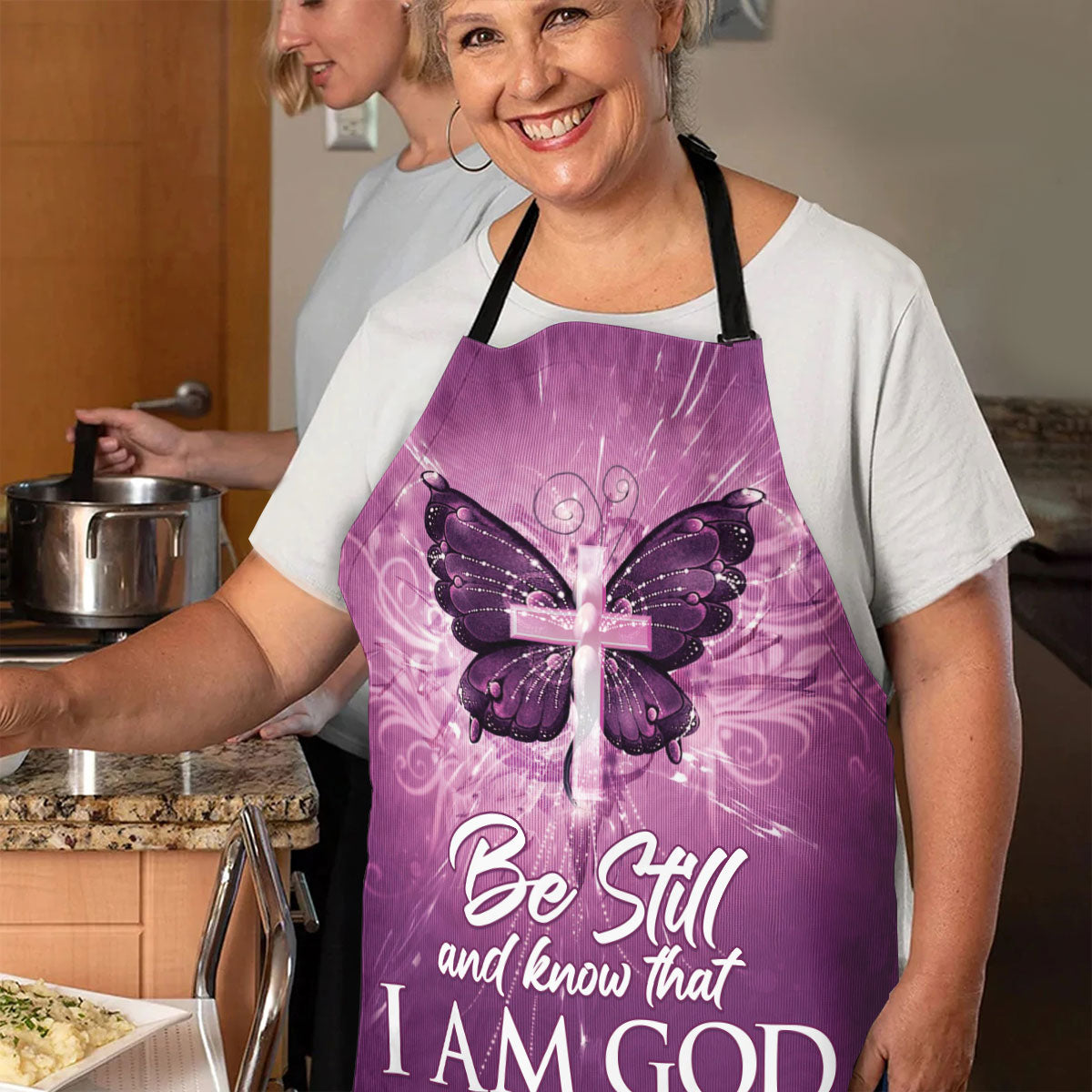 Faith Quote - Purple Apron Butterfly Cross Faith