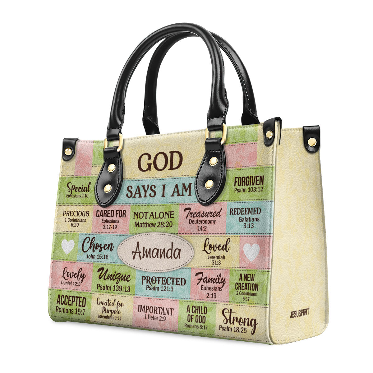 God Says I Am - Personalized Leather Handbag - Christian Faith Gift GMJSLB200034