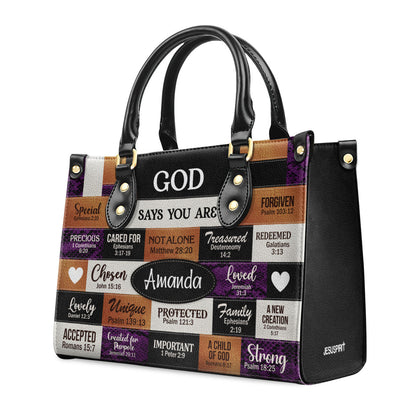 God Says I Am - Personalized Leather Handbag - Gift For Her GMJSLB200025