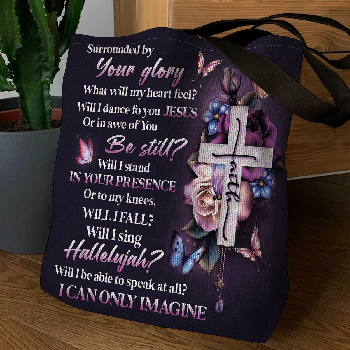 Inspirational Christian - Floral Cross Tote Bag GTTJS10355
