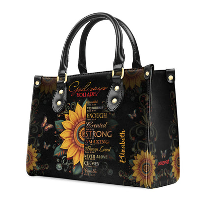 Sunflower Faith Quote - Personalized Leather Handbag GMJSLB200028