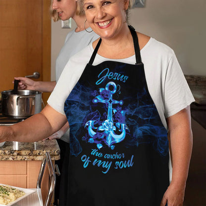 Jesus The Anchor Of My Soul - Apron with Cross and Rose Design