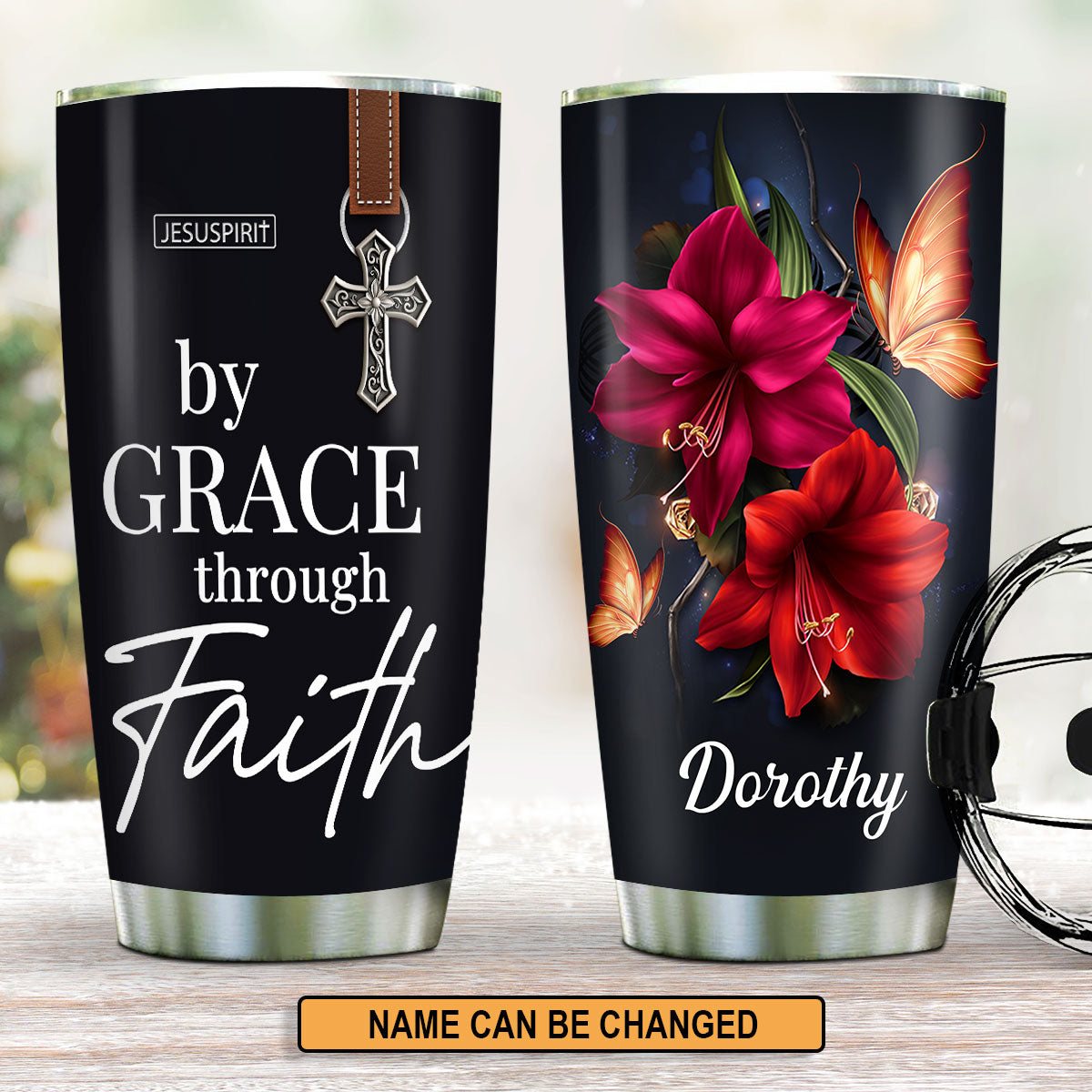 By Grace Through Faith - Inspirational Drinkware - 20oz Stainless Steel Tumbler