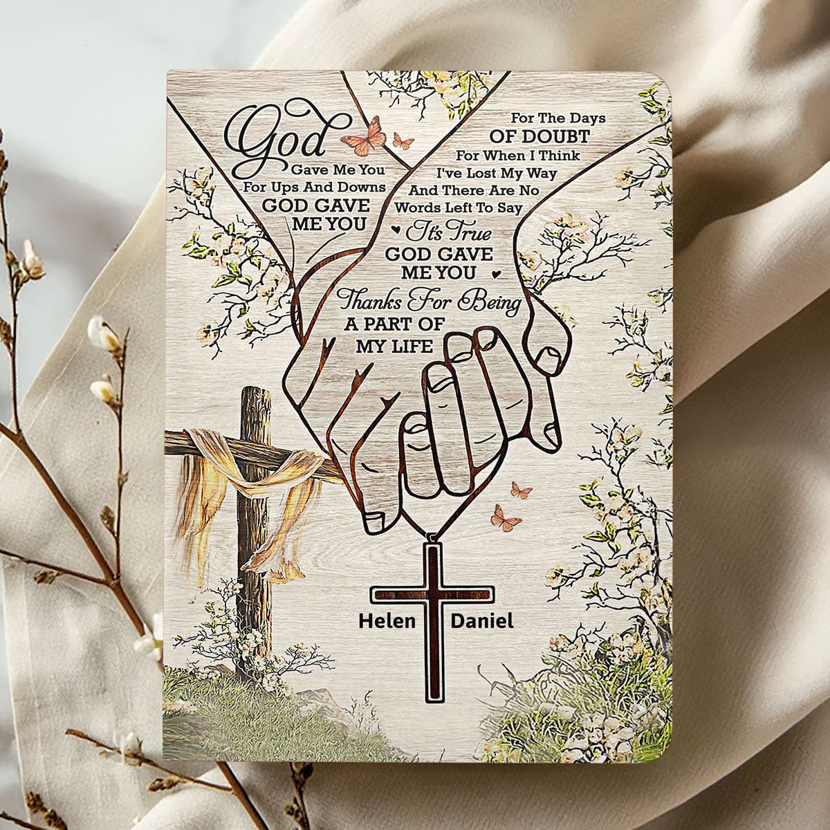 God Gave Me You - Personalized Leather Notebook GMJSNB200120