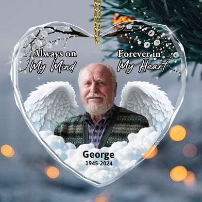 Always On My Mind - Heart Shaped Glass Ornament GOJS10232