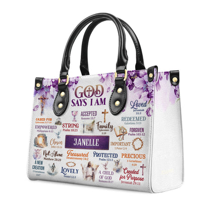 God Says I Am - Personalized Leather Handbag - Gift For Women GMJSLB200010