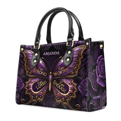 I Am Love - Personalized Leather Handbag - Christian Butterfly Design GMJSLB200010