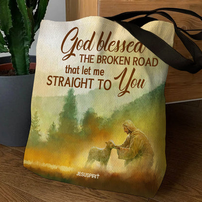 God Blessed The Broken Road - Inspirational Tote Bag GTTJS10092
