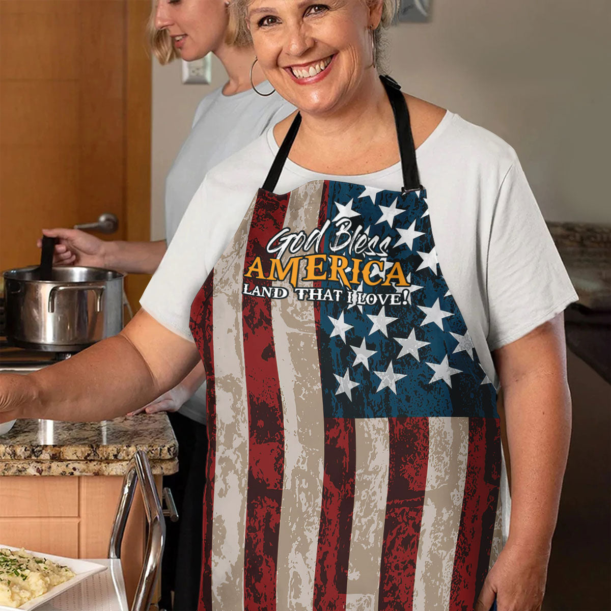 God Bless America - Inspirational Apron with Tie Back