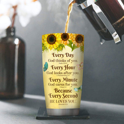 Faith-Inspired Personalized Sunflower Tumbler - 20oz