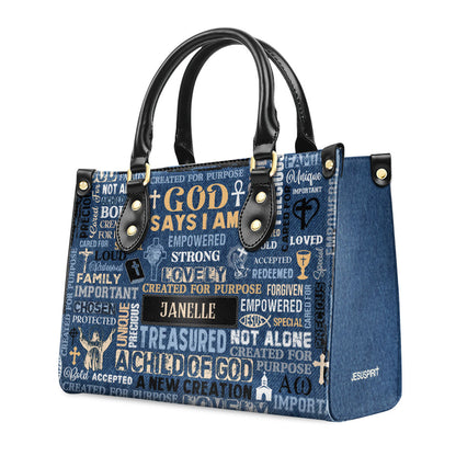 I Am A Child Of God - Personalized Leather Handbag GMJSLB200019